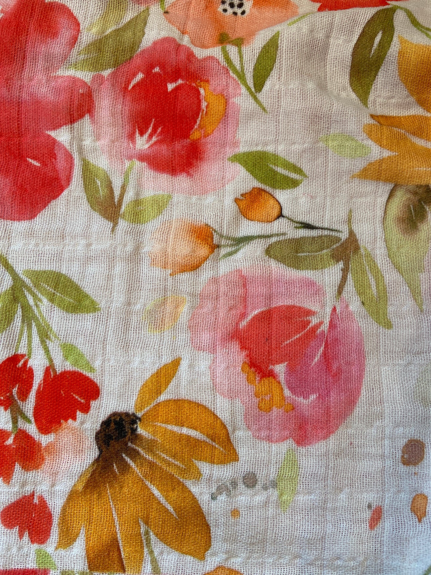 Red Floral Print Snap Scarf
