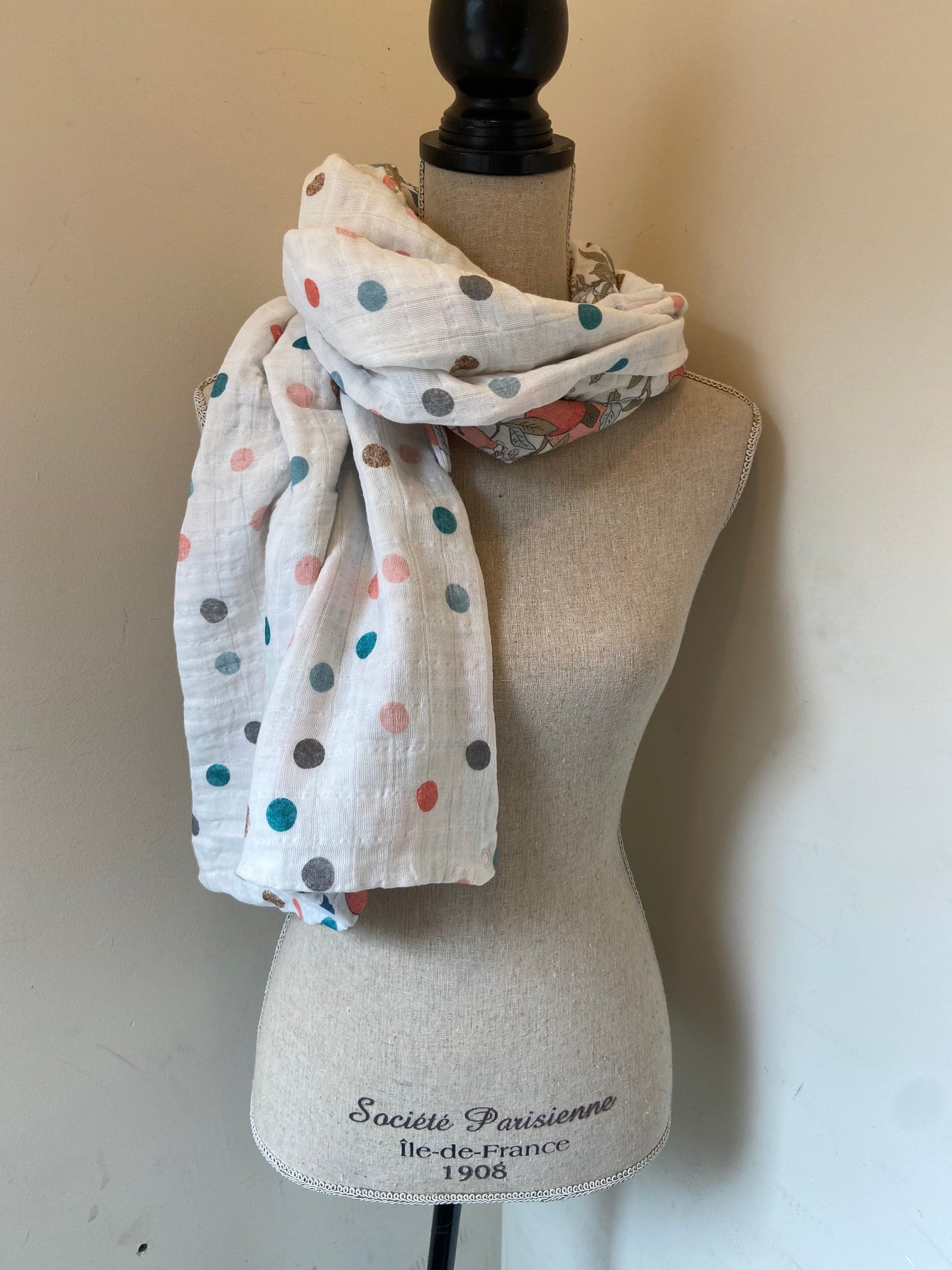 Peach Print Snap Shawl