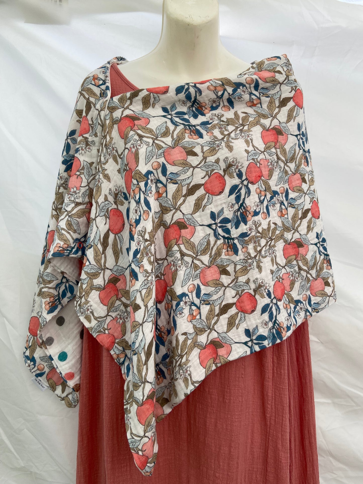 Peach Print Snap Shawl