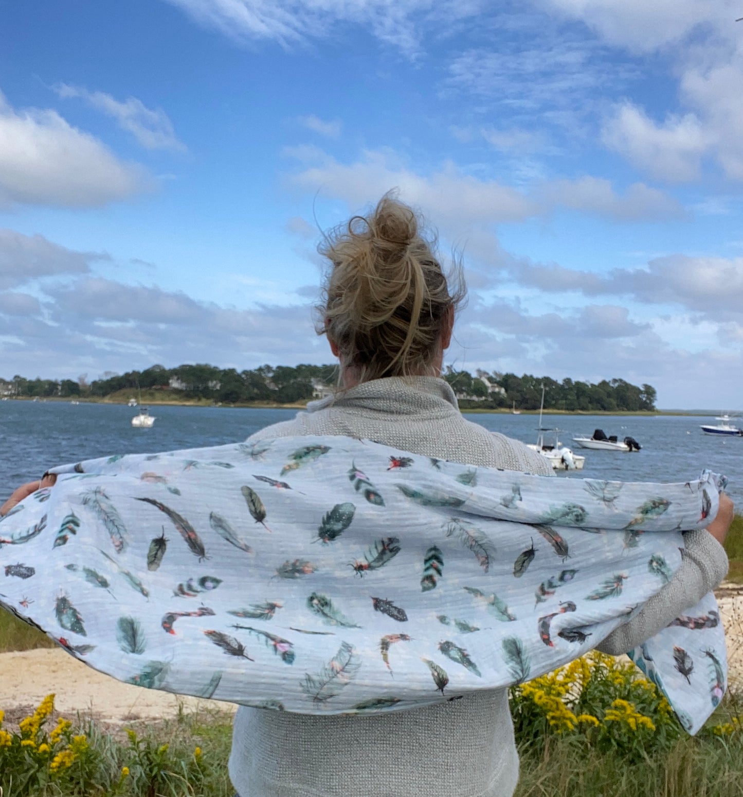 Sea Glass Print Snap Shawl
