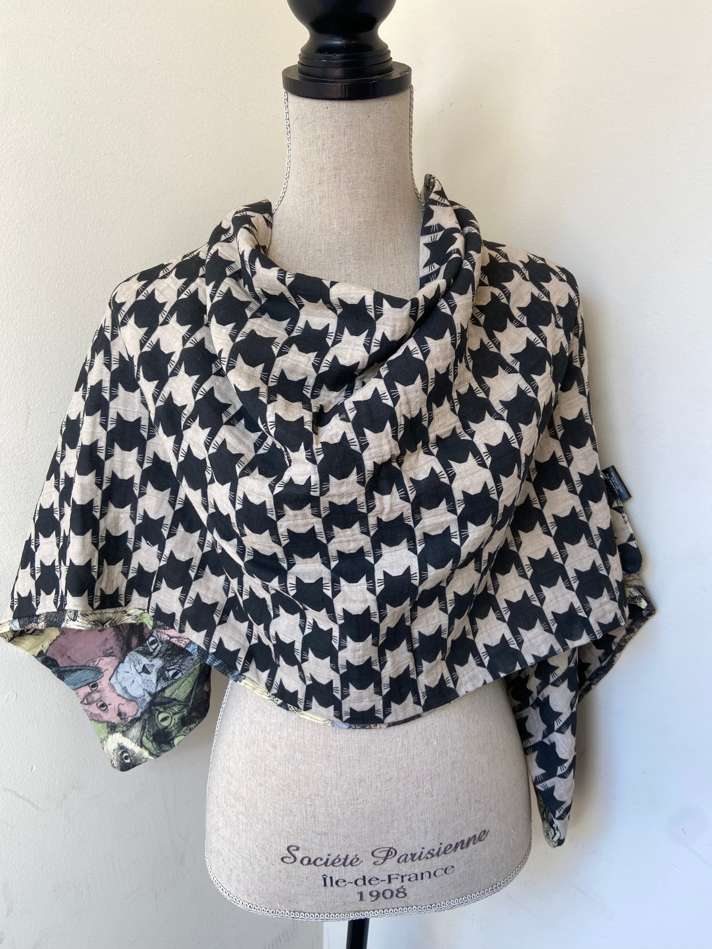 Cat Print Snap Shawl