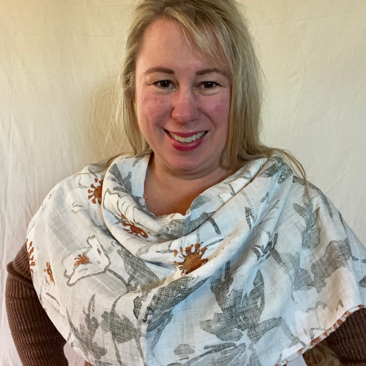 Gray Floral Snap Shawl
