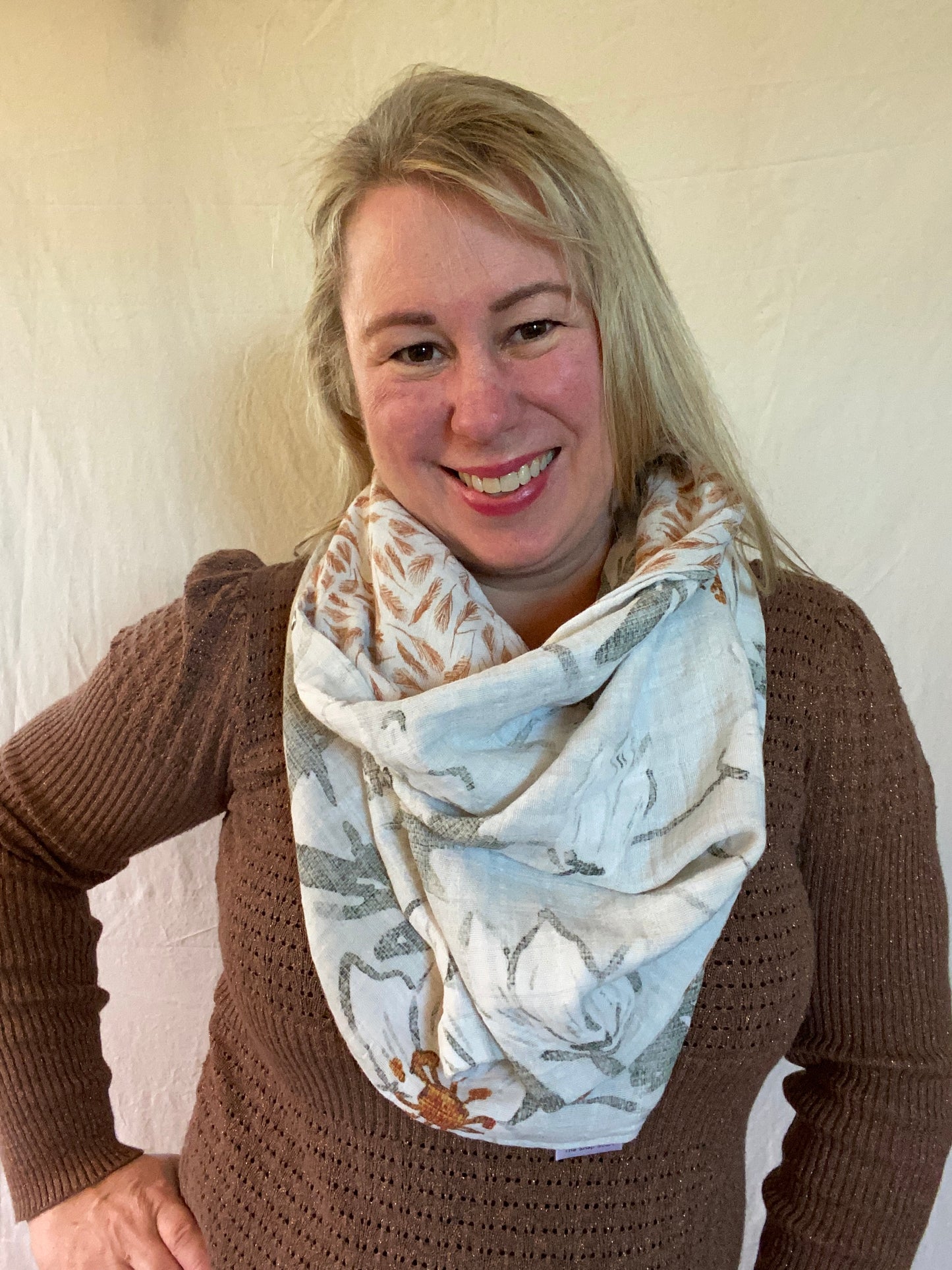Gray Floral Snap Shawl