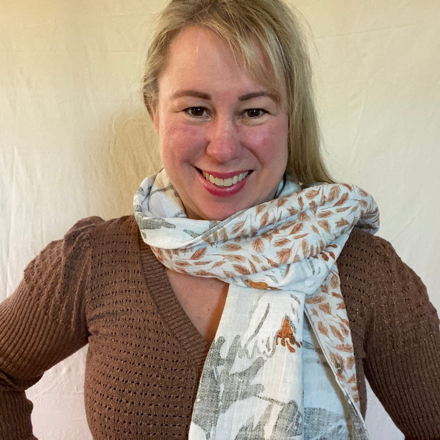 Gray Floral Snap Shawl