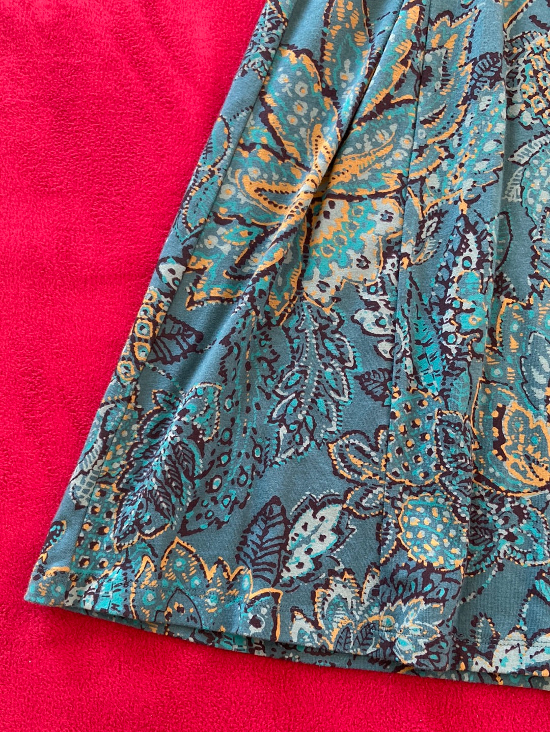 PERFECT PRINT Lands End Teal Green Dress Size S