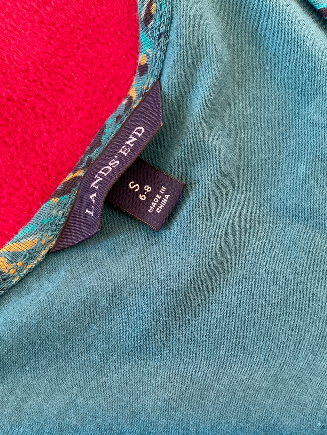 PERFECT PRINT Lands End Teal Green Dress Size S