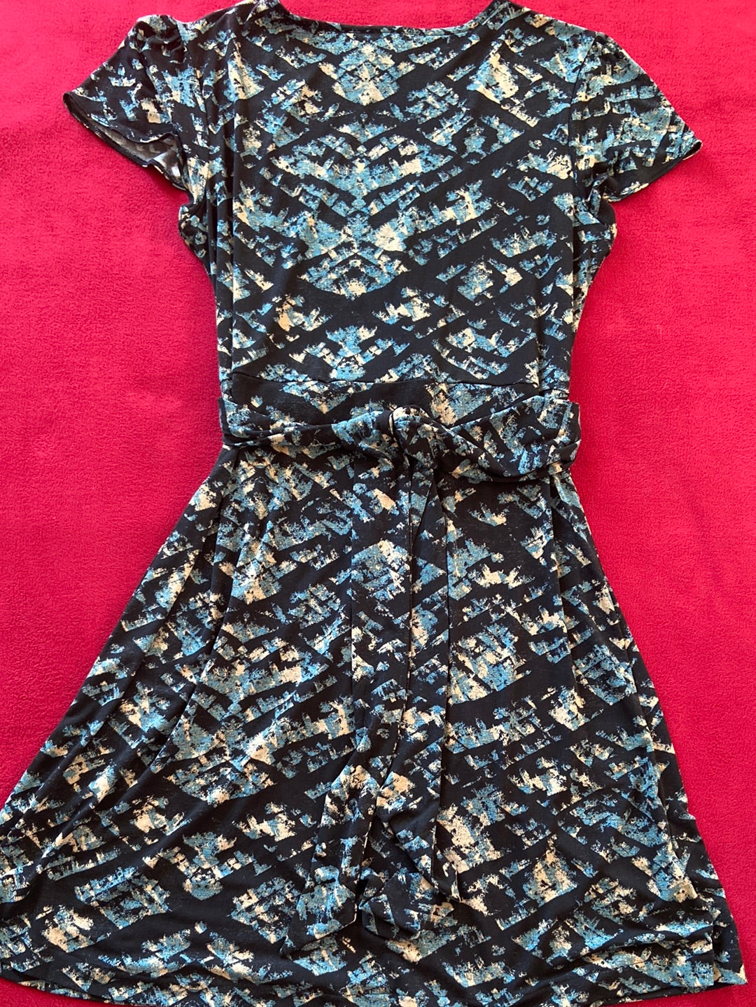PRETTY PRINT Attention Black and Blue Dress Size S