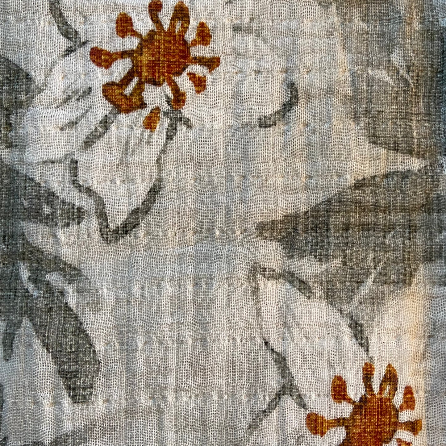 Gray Floral Snap Shawl