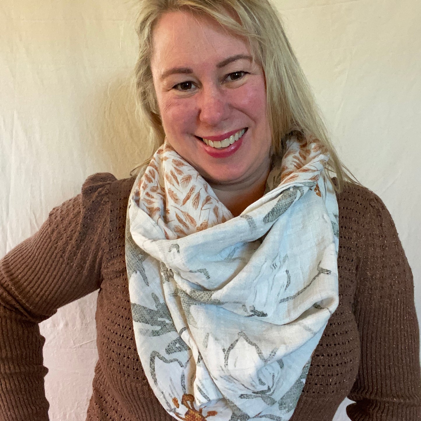 Gray Floral Snap Shawl