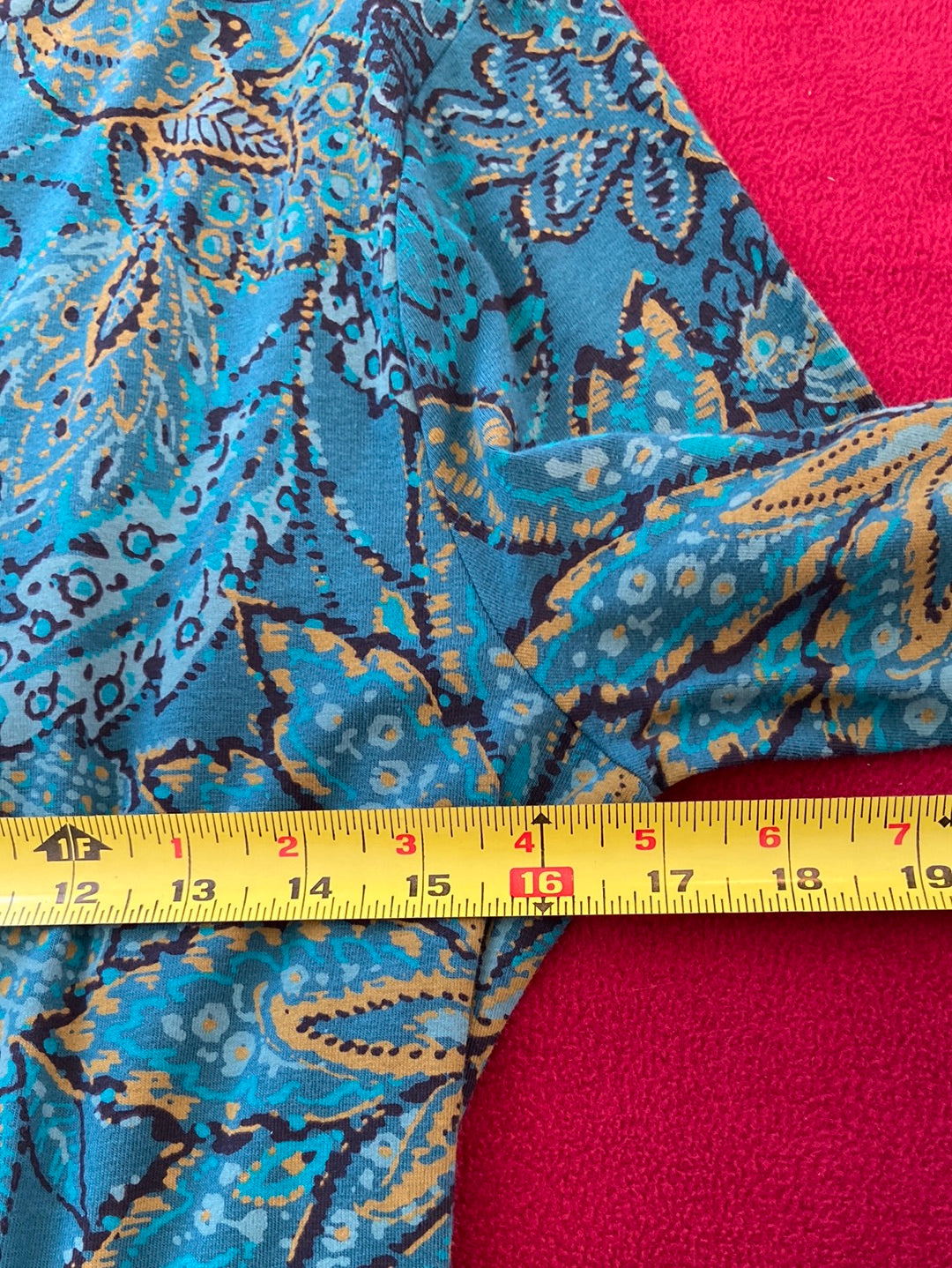 PERFECT PRINT Lands End Teal Green Dress Size S