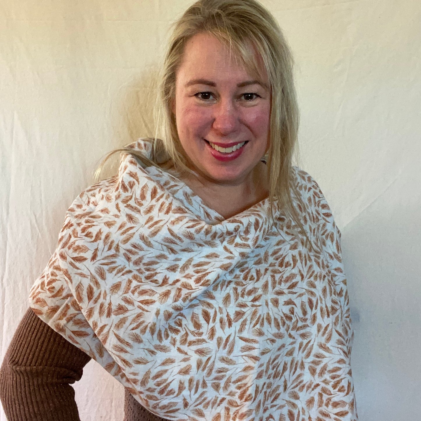 Gray Floral Snap Shawl