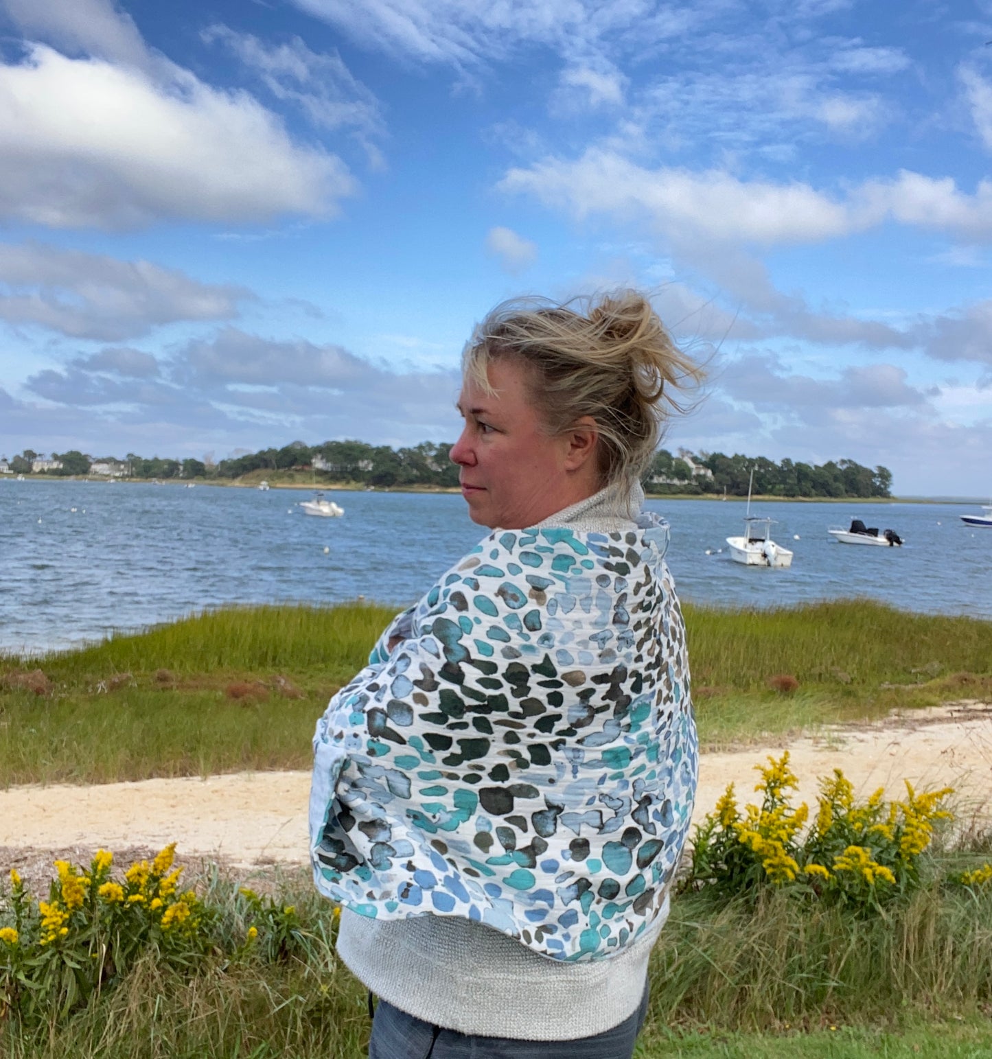 Sea Glass Print Snap Shawl
