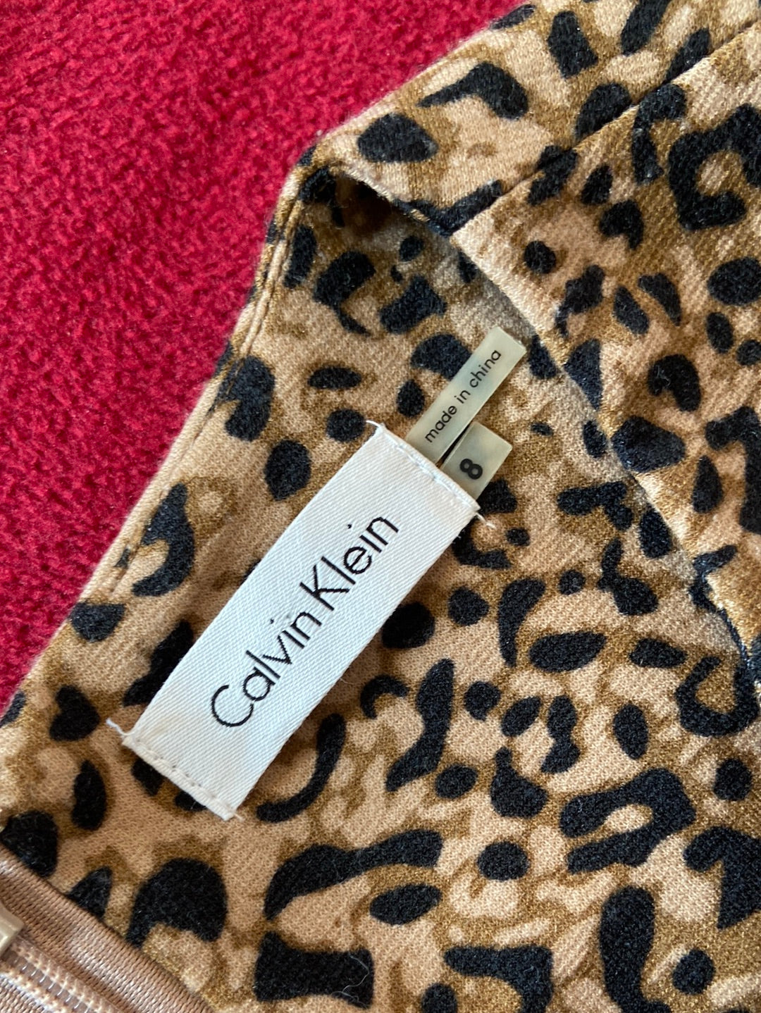 AWESOME ANIMAL PRINT Calvin Klein Brown Dress Size 8