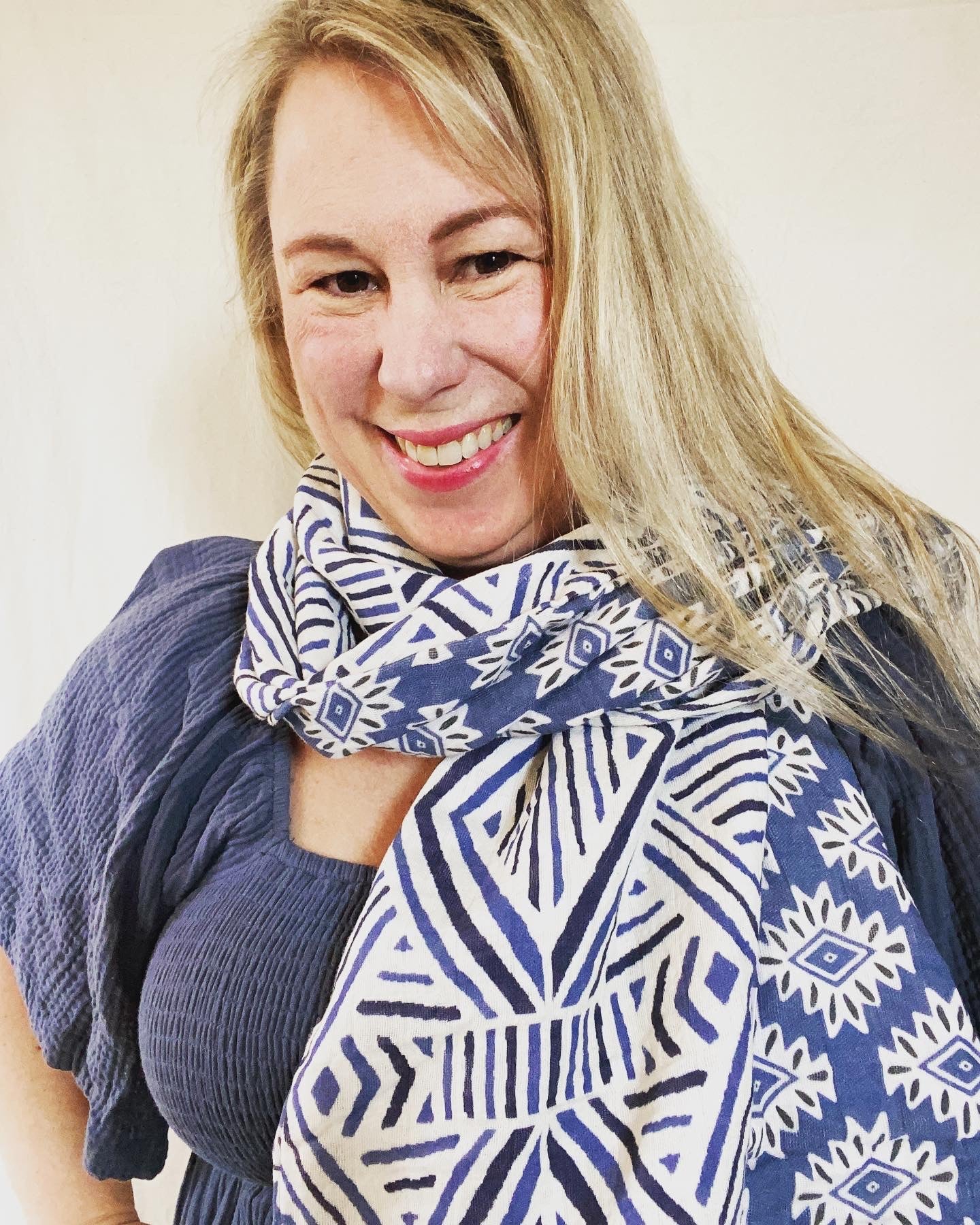 Blue Aztec Print Snap Shawl