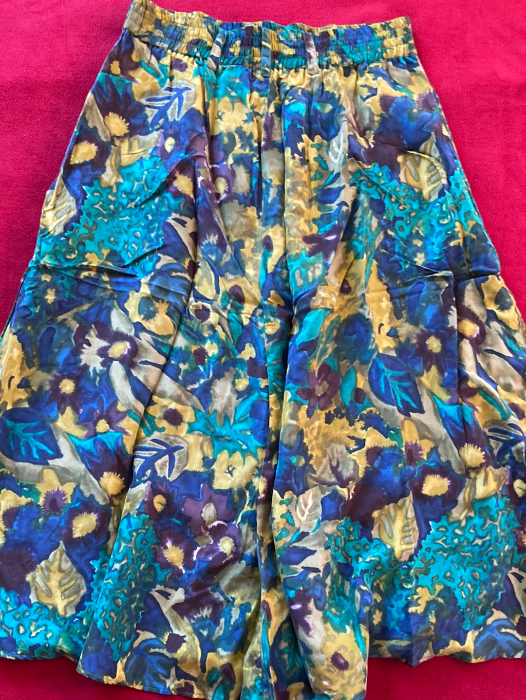 SILK SET La Chine Blue Print Dress Size L