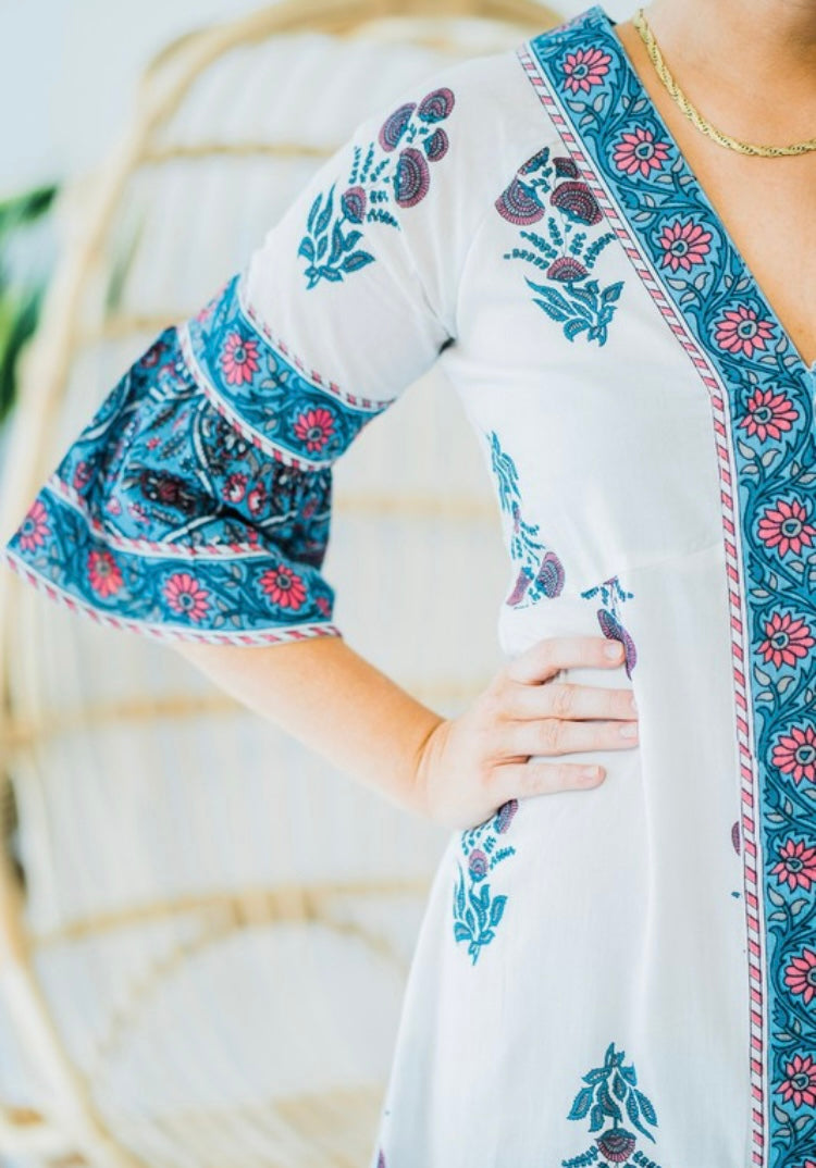 BOHO BLOCK PRINTED DRESS