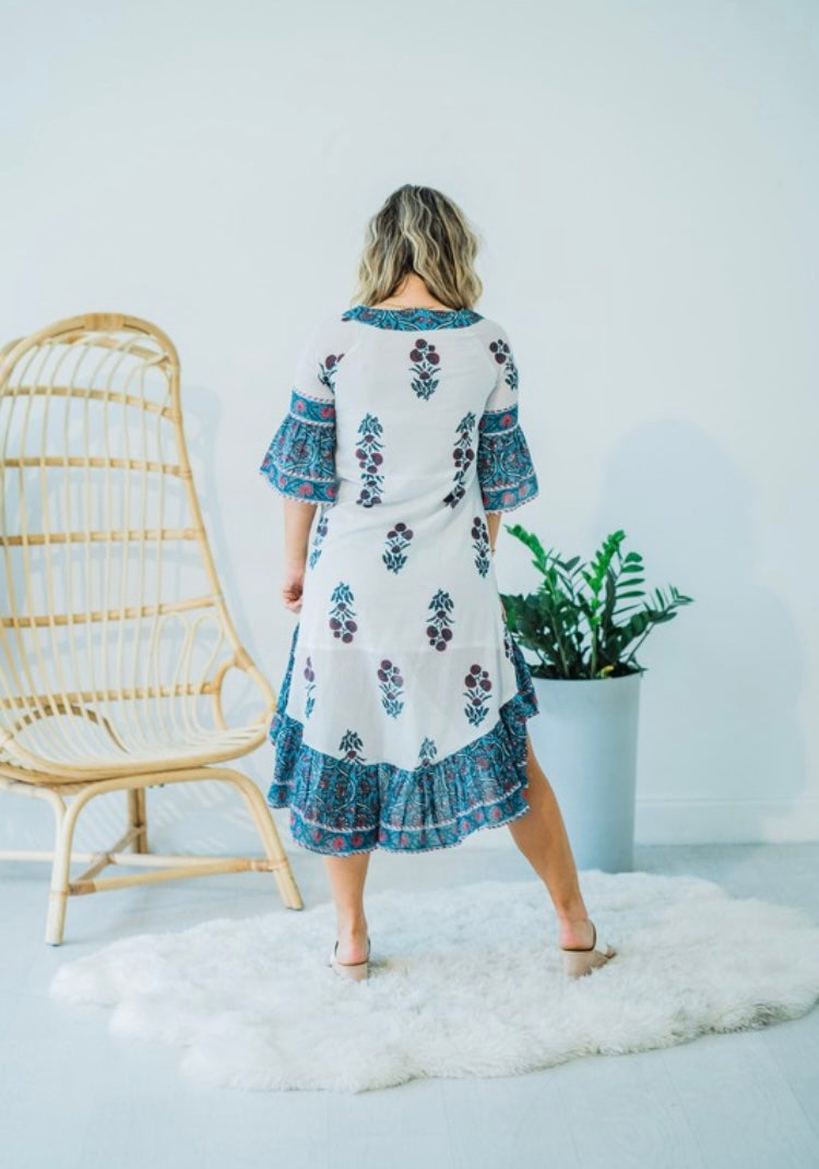 BOHO BLOCK PRINTED DRESS