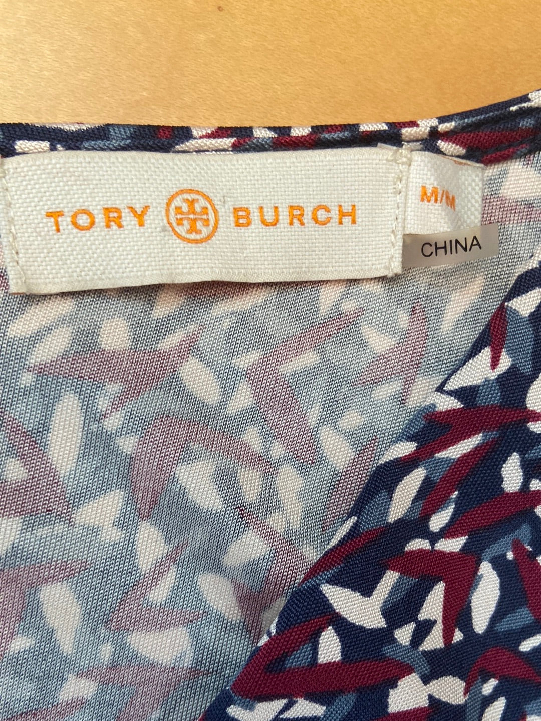 SILK NAVY PRINT Tory Burch Size M